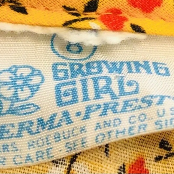 Vintage 70's Growing Girl Perma-Prest Shirt Girls Size 8 Retro Hippy Floral Boxy - Picture 7 of 16